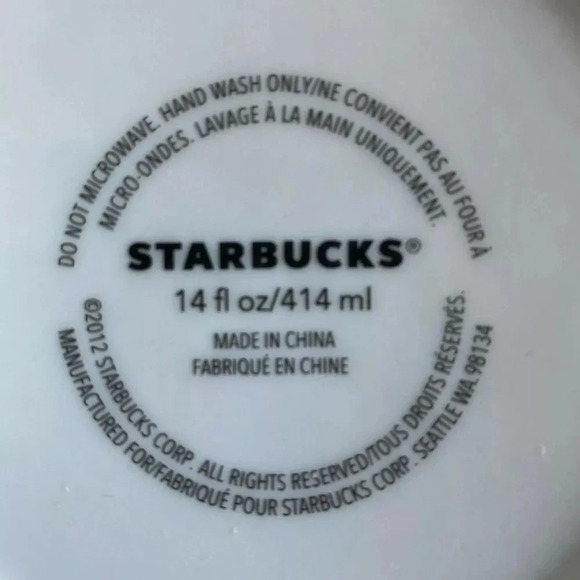 Two Starbucks Coffee/Tea Mugs 2012 Retired Matte White & Gold - 14 Oz - Picture 8 of 8